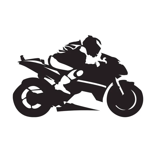 Motorcycle racing, abstract vector silhouette. Side view. Road m — Stock Vector