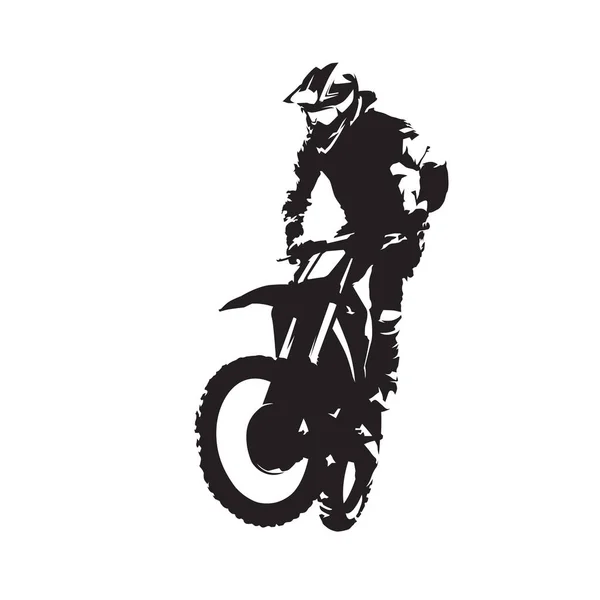 摩托车越野赛矢量孤立的剪影 — 图库矢量图片