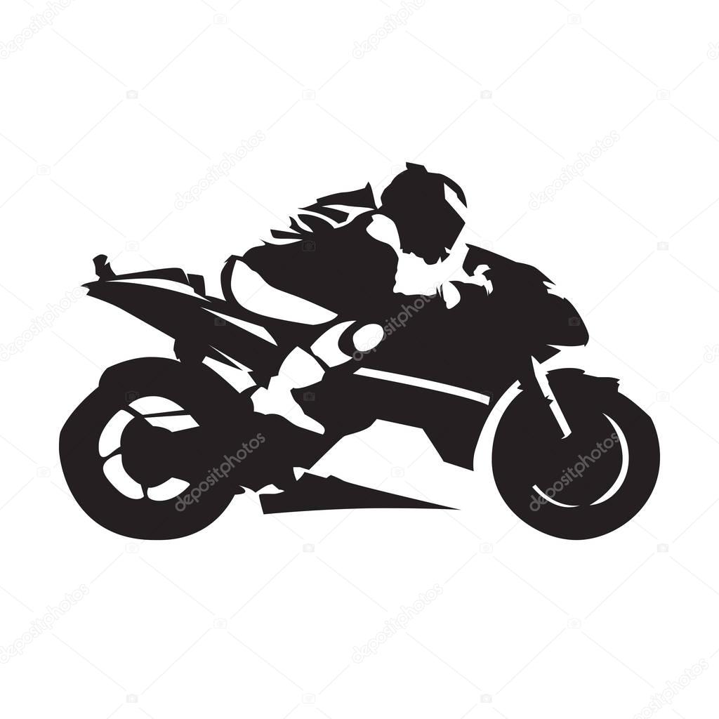 Motorcycle racing, abstract vector silhouette. Side view. Road m