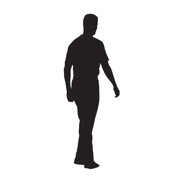 Hombre con camisa y pantalones caminando, silueta vectorial aislada — Archivo Imágenes Vectoriales