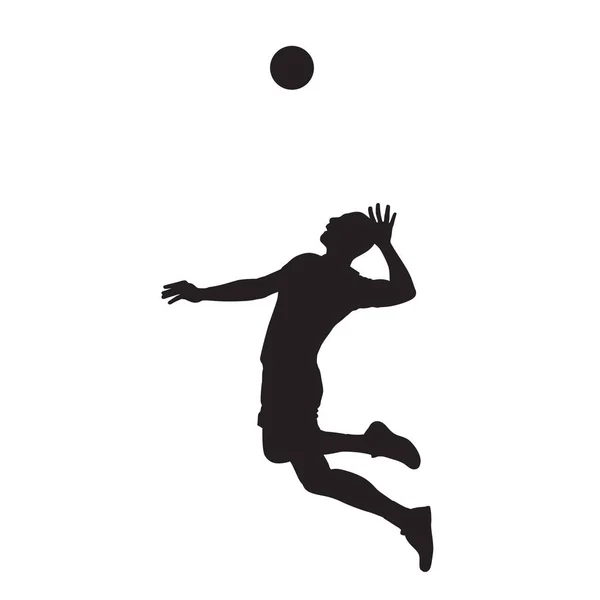 Volleyball player serving ball, isolated vector silhouette. Side ...