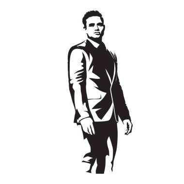 Takım elbise daimi iş adamı, izole soyut vektör illustrat