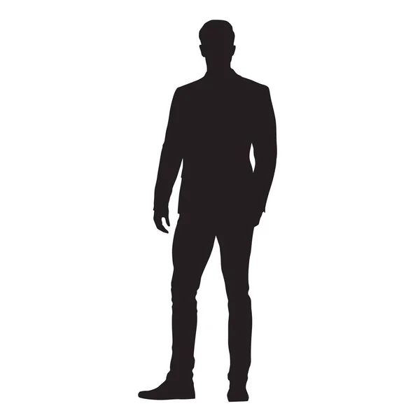 Obchodní muž stojící, izolované silueta vektor — Stockový vektor