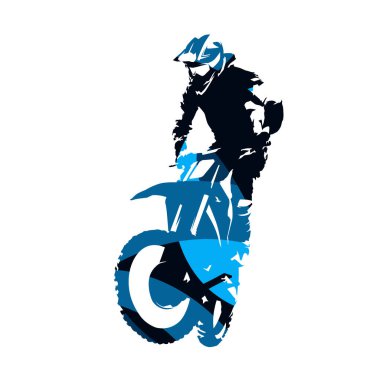 Yarış, soyut mavi vektör siluet motocross