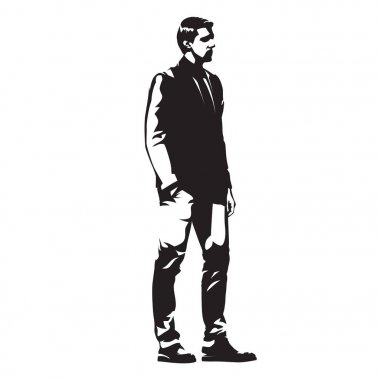 Takım elbise daimi iş adamı, izole soyut vektör illustra