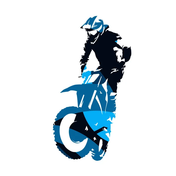 Motocross racing, abstract blue vector silhouette — Stock Vector