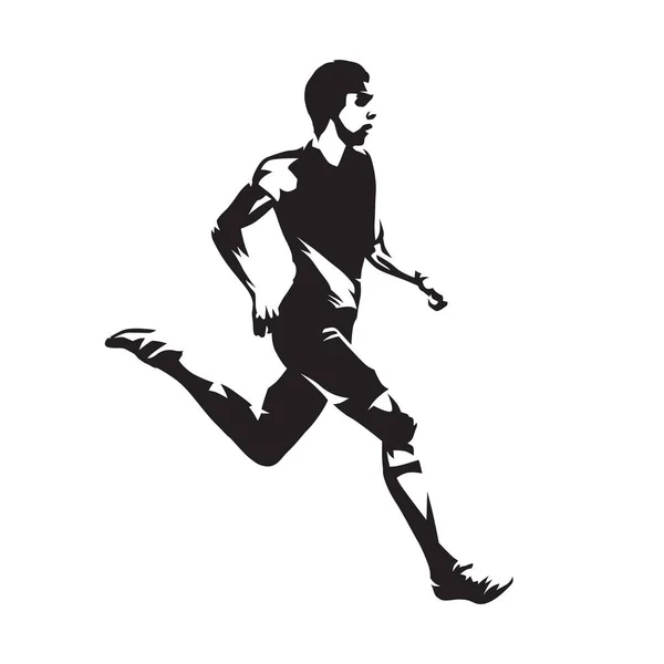 Hombre corriendo, silueta vectorial abstracta. Vista lateral — Vector de stock