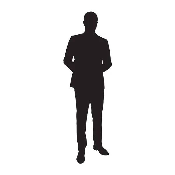 Man in suit isolated vector silhouette. Businessman — Stock Vector