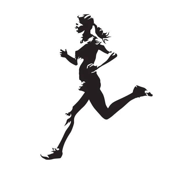Donna in corsa, silhouette vettoriale astratta, vista laterale — Vettoriale Stock