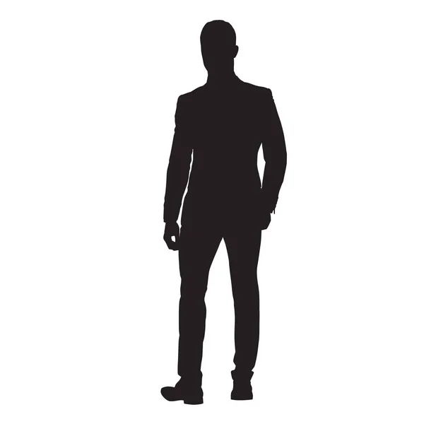 Homme d'affaires en costume marchant vers l'avant, silhouette vectorielle isolée . — Image vectorielle