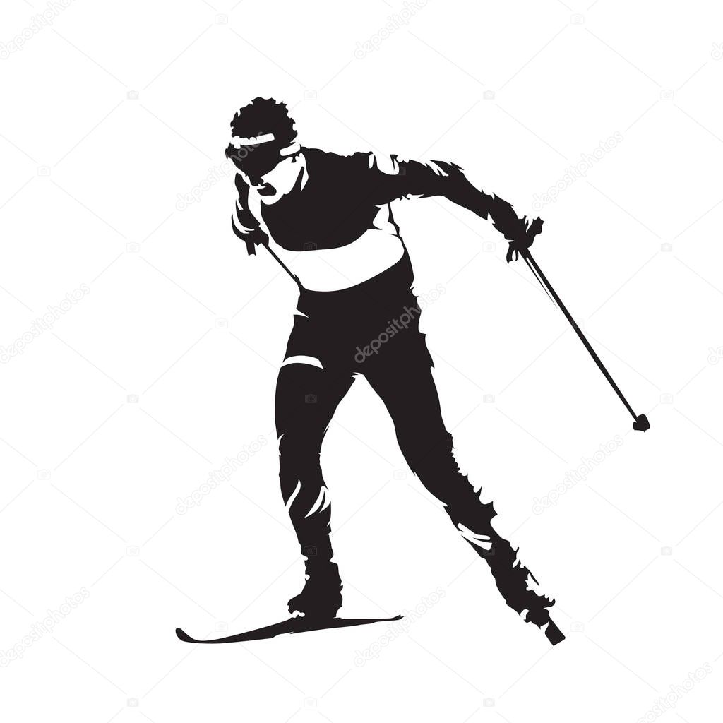 Cross country skiing, individual winter sport. Skier abstract ve