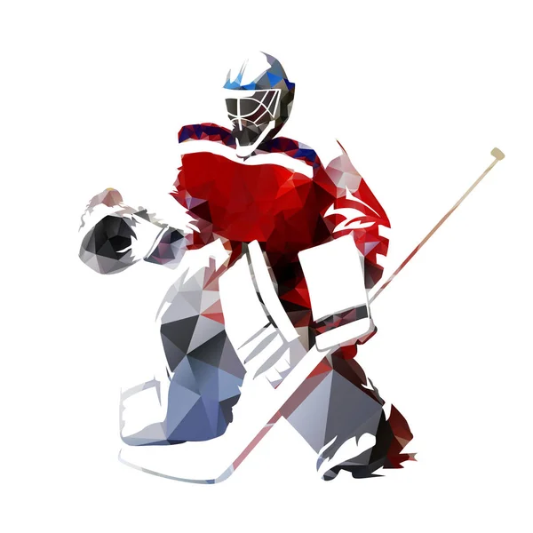 Ice hockey goalie, polygonal vector illustration Vector Graphics. 
