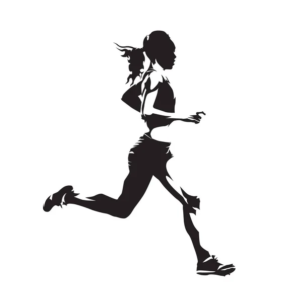 Τρέχοντας γυναίκα, αφηρημένο διανυσματικό σιλουέτα, πλαϊνή όψη — Διανυσματικό Αρχείο