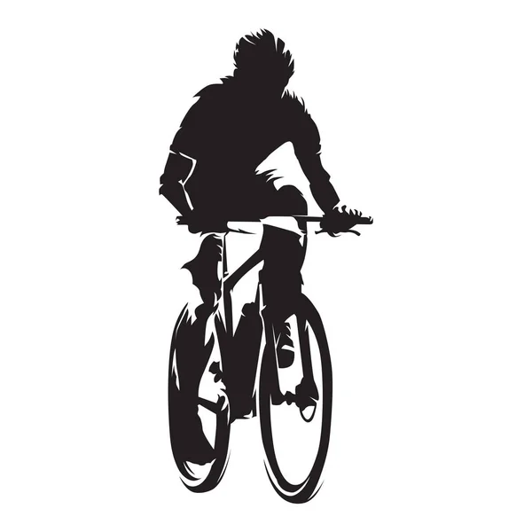 Mountain biker, cycling, isolated vector silhouette — Stock Vector