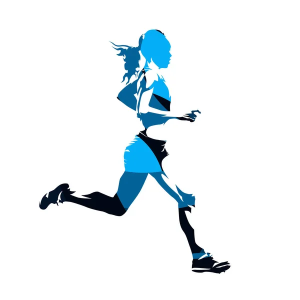 Laufende Frau, abstrakte blaue Vektor-Silhouette — Stockvektor