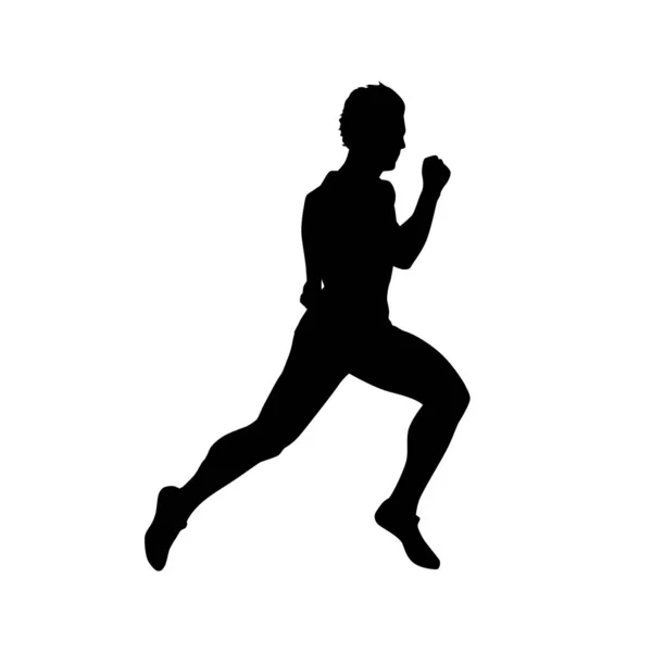 Hombre Corriendo Silueta Vectorial Aislada Vista Lateral — Vector de stock
