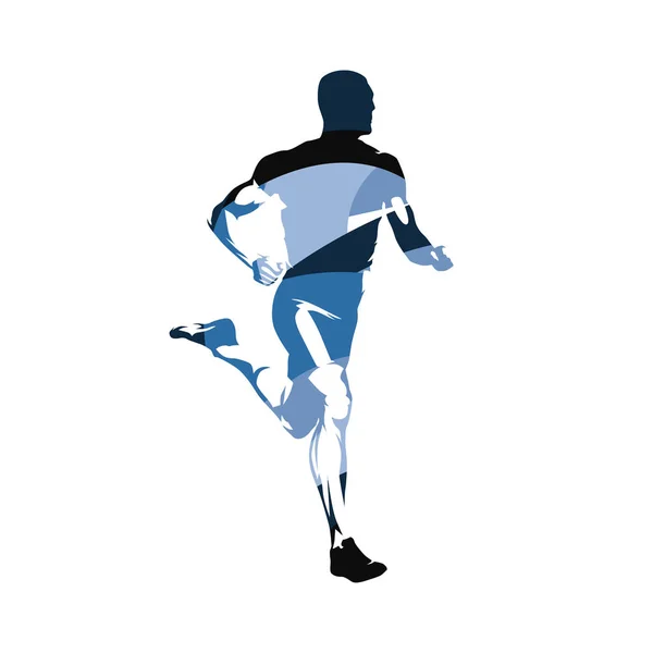 Corre. Correr atleta, ilustración abstracta vector azul — Vector de stock