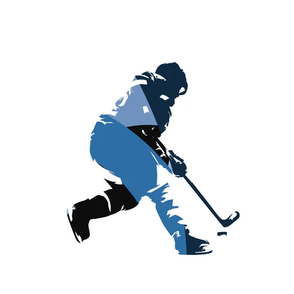 Joueur de hockey sur glace, illustration vectorielle isolée abstraite bleue — Image vectorielle