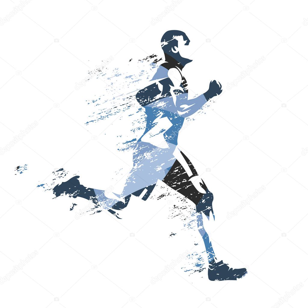 Running man, abstract blue vector illustration