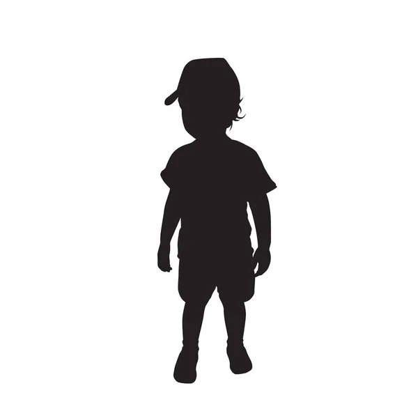 Malé dítě stojící, pohled zepředu izolované vektorové siluety — Stockový vektor