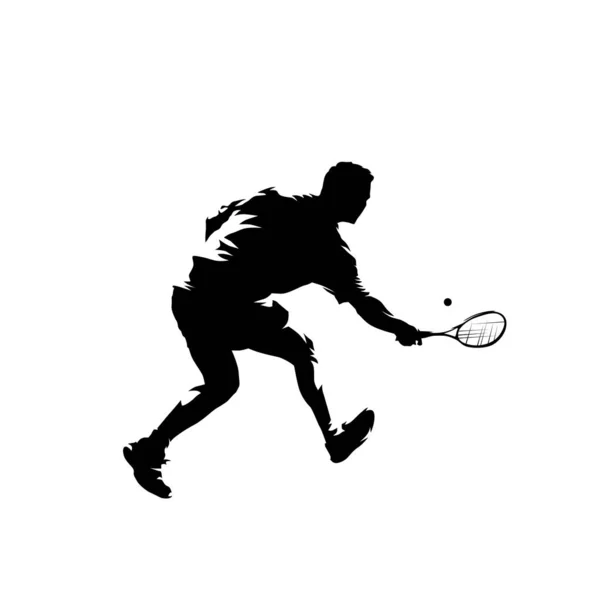 Squash player, isolated vector silhouette. Ink drawing athlete with racket — Stock Vector
