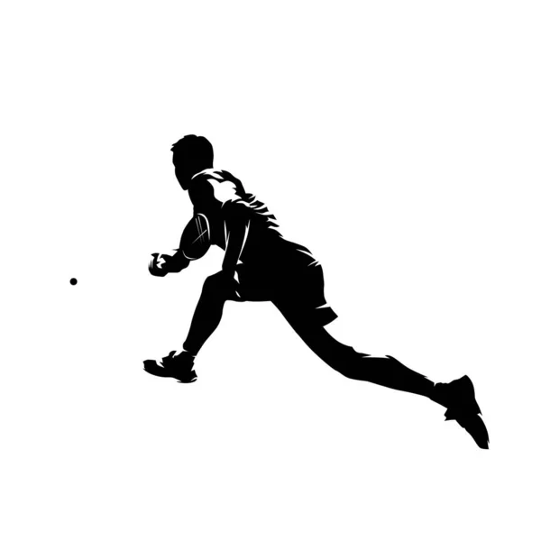 Joueur de squash, silhouette vectorielle isolée. Athlète dessin à l'encre avec raquette — Image vectorielle