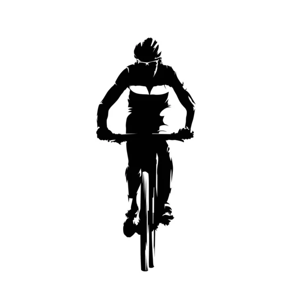 Mountain biker, isolated vector silhouette. Cycling — Stock vektor