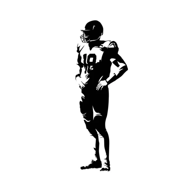 American football player standing with hands on hips, isolated v — Stock Vector