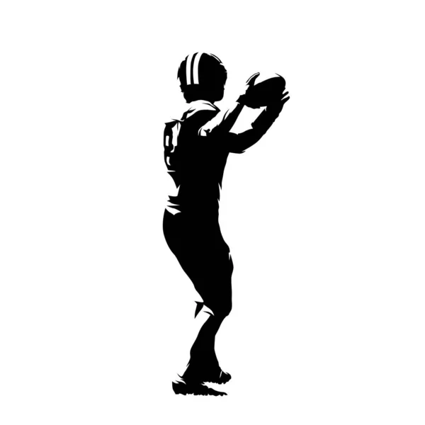 American football player throwing ball, isolated vector silhouet — Stock Vector