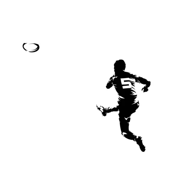 Joueur de rugby, silhouette vectorielle isolée, tirage à l'encre — Image vectorielle