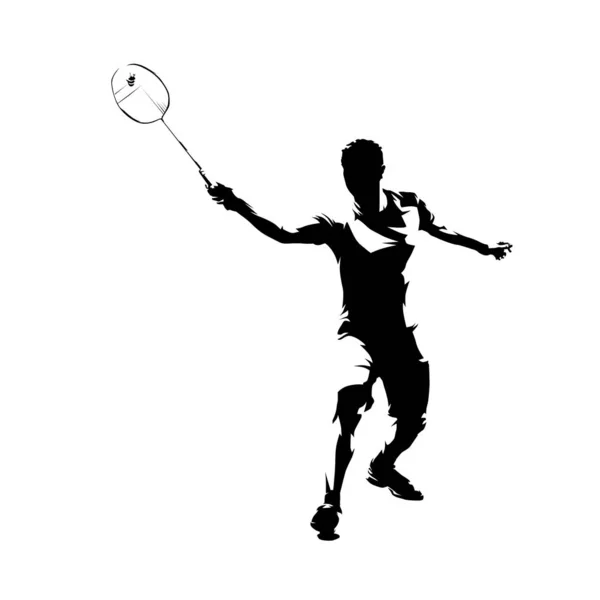 Badminton, silhouette vectorielle isolée, dessin à l'encre — Image vectorielle