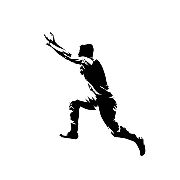 Паркур, молодой человек прыгает, экстремальный уличный спорт. Изолированное векто — стоковый вектор