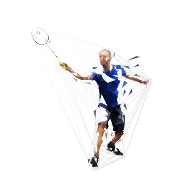 Badminton oyuncusu, izole vektör silueti, mürekkep çizimi