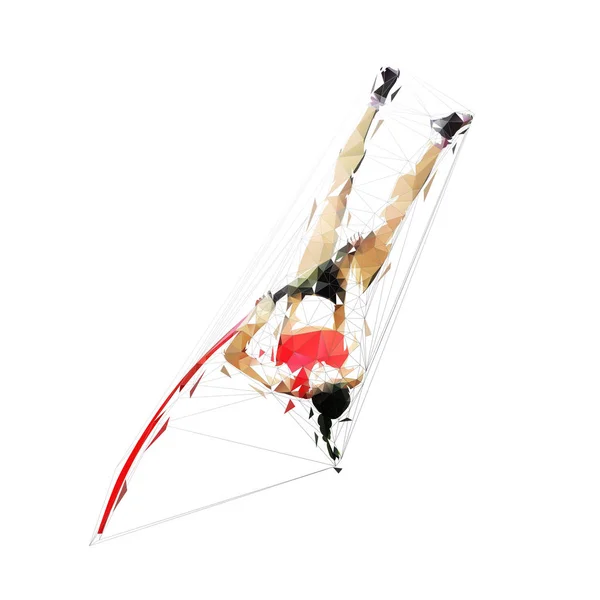 撑杆跳，女运动员，低多边形孤立矢量错觉 — 图库矢量图片