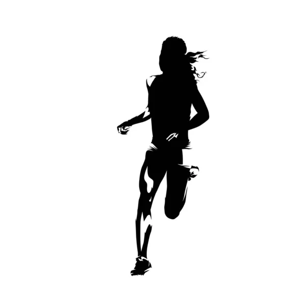 Mujer corriendo, silueta vectorial aislada. Vista frontal. Ru hembra — Vector de stock