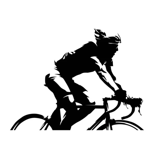 Bisikletçi Vektör Mürekkebi Çizimi Bisiklet Soyut Vektör Silueti Yan Görünüm — Stok Vektör