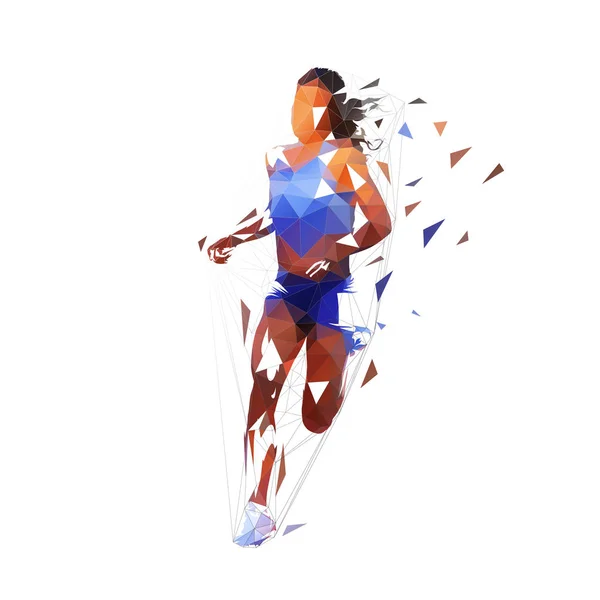 Running Γυναίκα Χαμηλή Πολυγωνική Απομονωμένη Διανυσματική Απεικόνιση — Διανυσματικό Αρχείο
