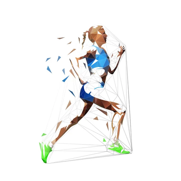 Running Woman Low Polygonal Isolated Vector Illustration — Stock Vector