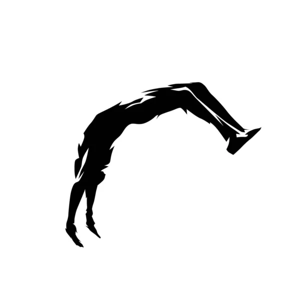 Salto Mortal Silueta Vectorial Aislada Dibujo Tinta Acrobat Vista Lateral — Archivo Imágenes Vectoriales