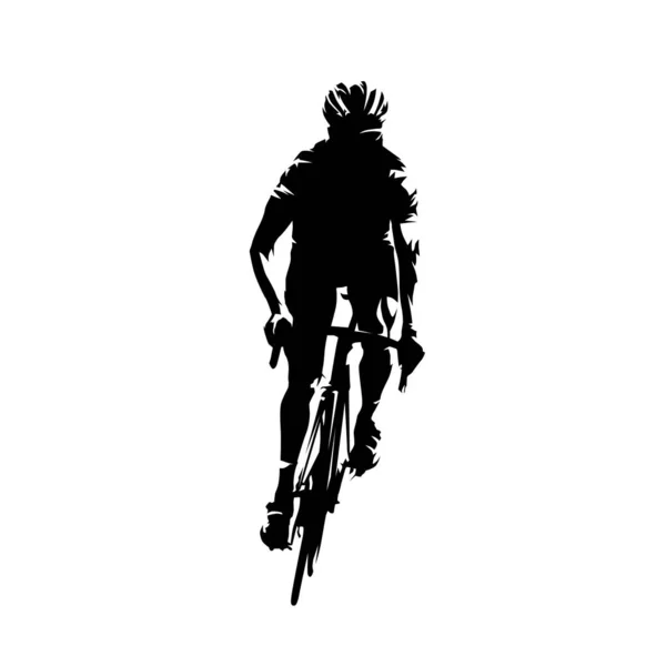 Cyclisme Cycliste Route Silhouette Vectorielle Abstraite Vue Face — Image vectorielle