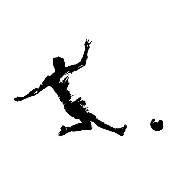 Jogador Futebol Chutando Bola Silhueta Vetorial Abstrato Futebolista — Vetor de Stock