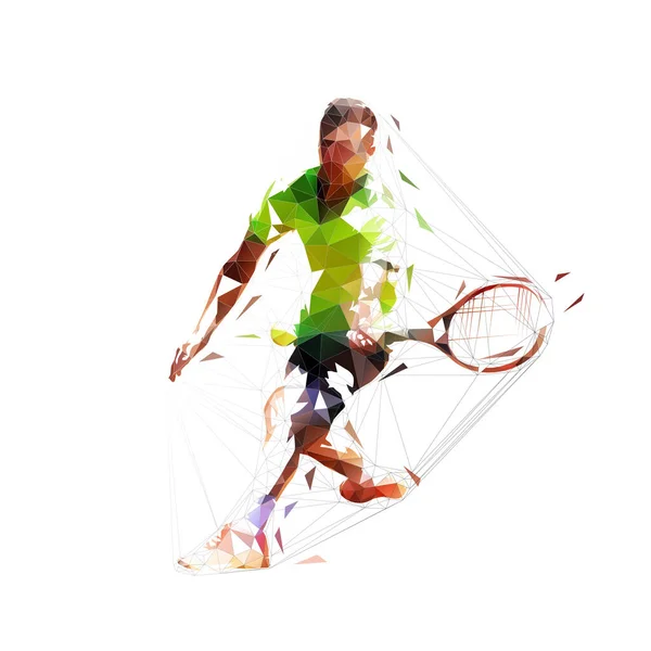 Joueur Tennis Illustration Vectorielle Abstraite Basse Polygonale Dessin Géométrique Isolé — Image vectorielle