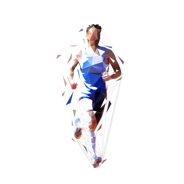 Coureur Marathon Coureur Vue Face Illustration Abstraite Vecteur Polygonal Bas — Image vectorielle