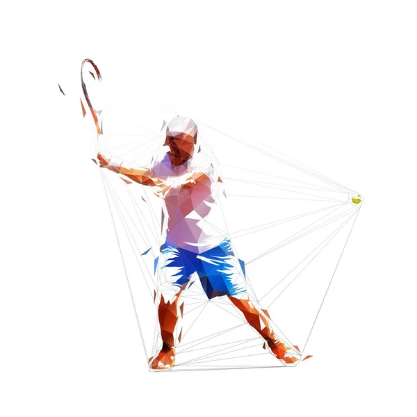 Joueur Tennis Illustration Vectorielle Abstraite Basse Polygonale Dessin Géométrique Isolé — Image vectorielle