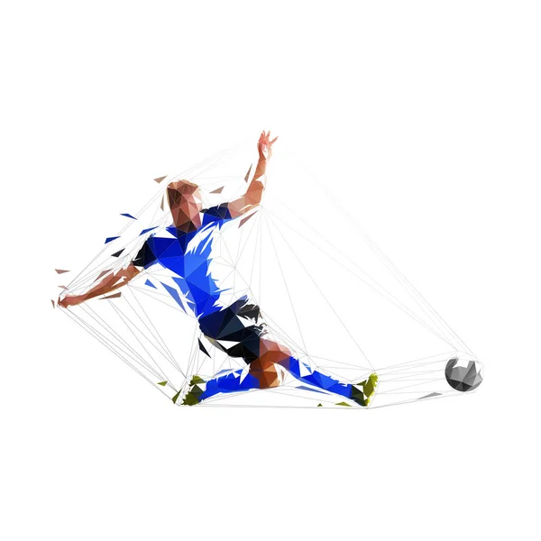 Joueur Football Bottant Ballon Illustration Vectorielle Polygonale Couvercle Footballeur — Image vectorielle