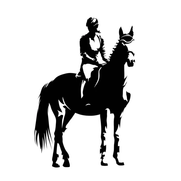 Ecuestre Montar Caballo Mujer Jinete Silueta Vectorial Aislada Dibujo Tinta — Archivo Imágenes Vectoriales