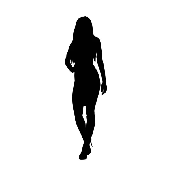 Femme Affaires Debout Avec Main Sur Hanche Silhouette Vectorielle Isolée — Image vectorielle