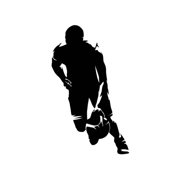 Joueur Basket Dribble Silhouette Vectorielle Isolée Dessin Encre — Image vectorielle