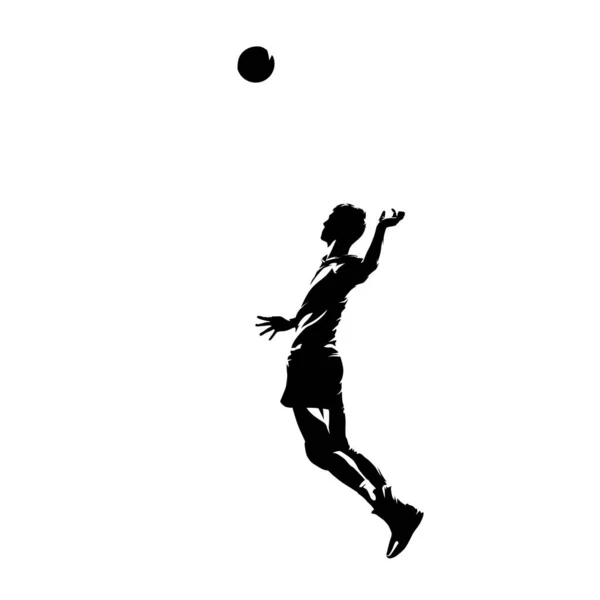 Гравець Волейбол Який Подає Ізольований Векторний Силует Малюнок Чорнила — стоковий вектор