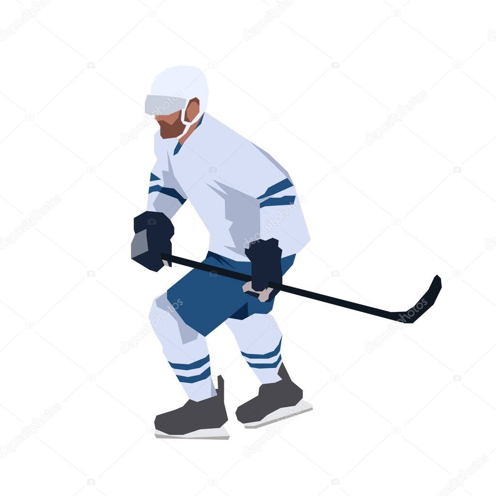 Ice hockey player, flat design geometric vector illustration